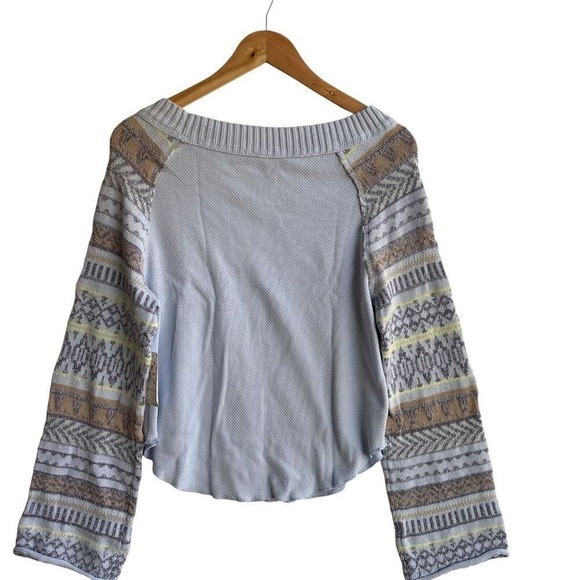 Free People Thermal Top Fairground Raglan Sleeve Boho Medium Layering Chic - Picture 3 of 12